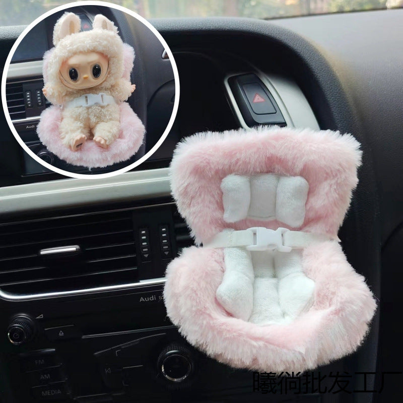 Labubu Doll Car Safety Seat - Cute Miniature Display & Travel Accessory