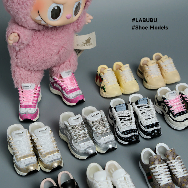 17cm Labubu doll shoes fashion brand high luxury LV GUCCI three-dimensional shoe model
